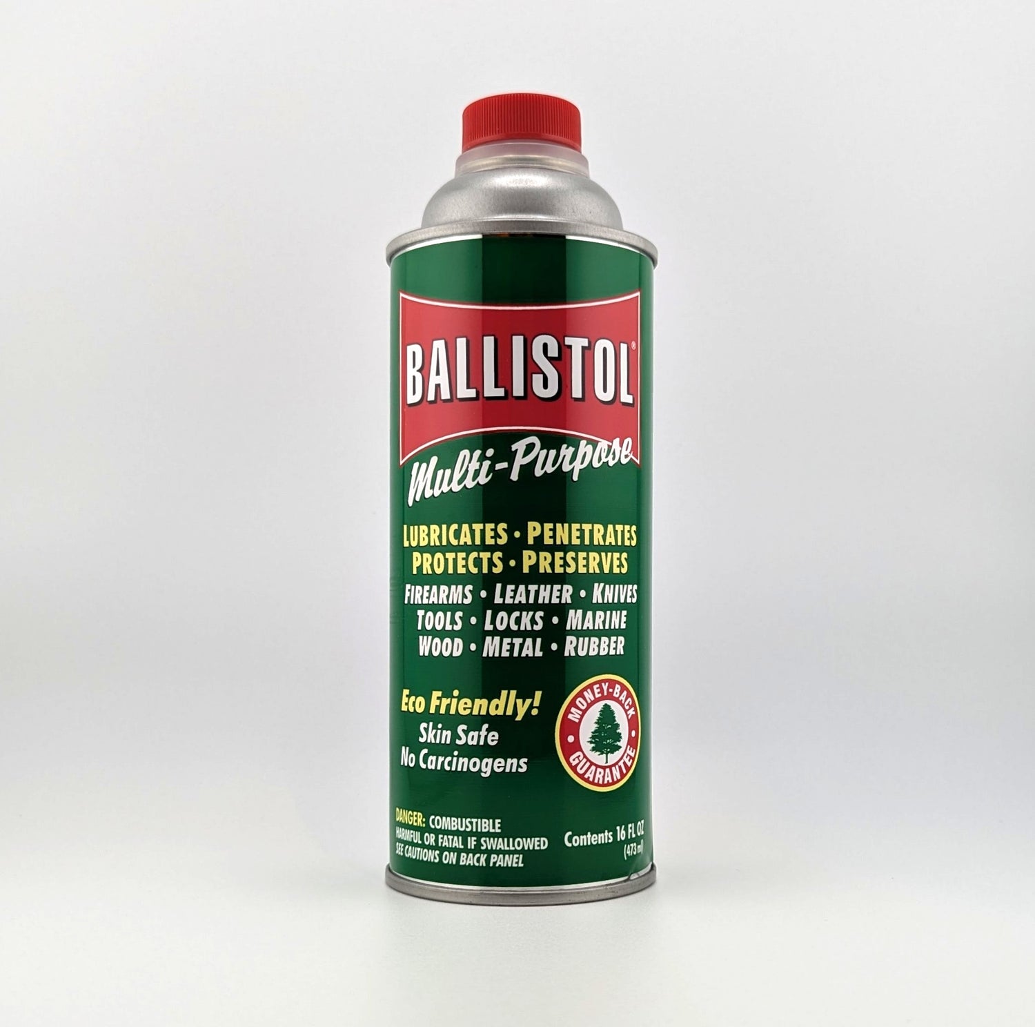 Ballistol multi-purpose lubricant can on a white background