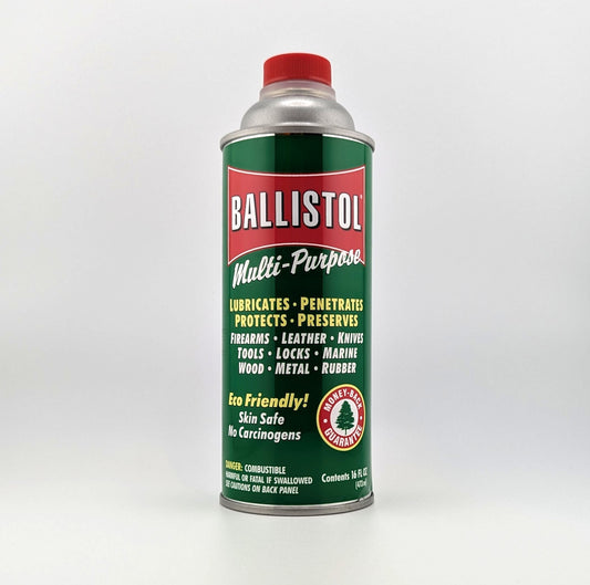 Ballistol multi-purpose lubricant can on a white background