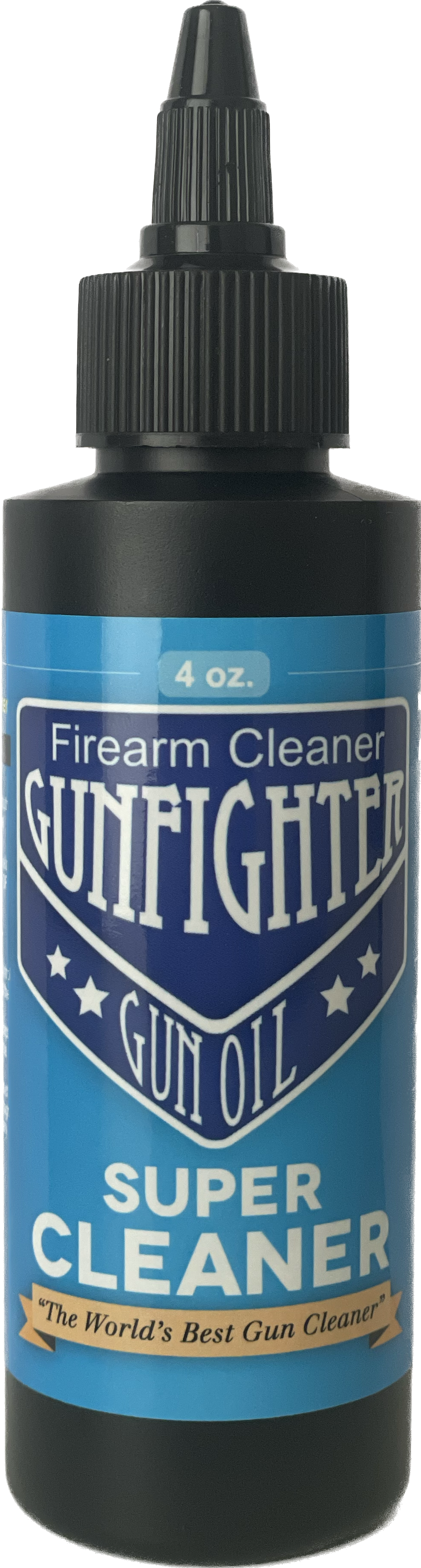 A 4 ounce bottle of Gunfighter Super Cleaner.
