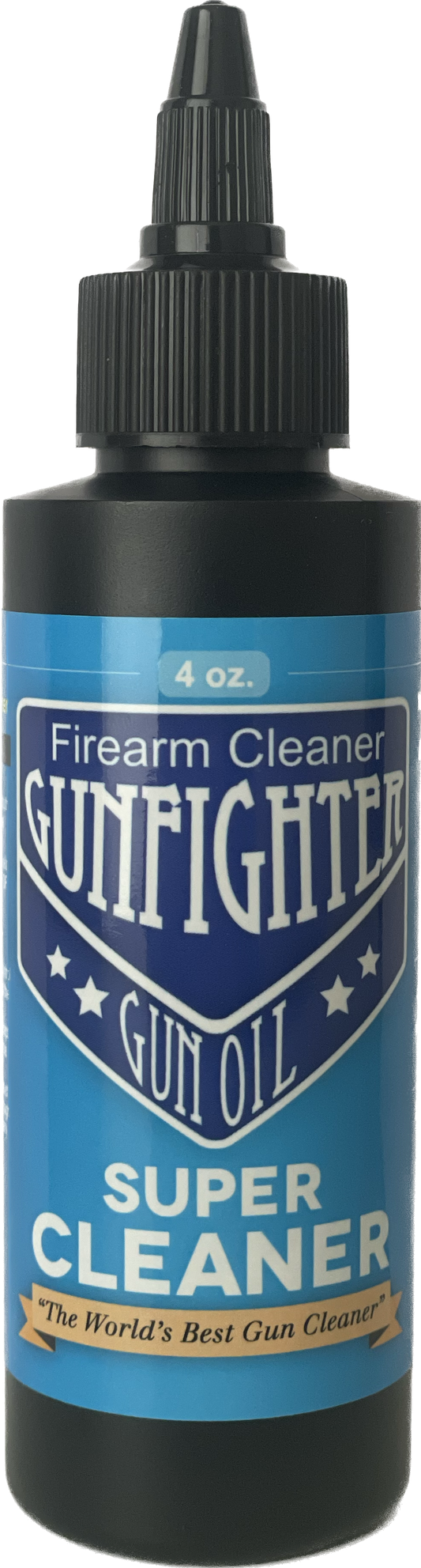 A 4 ounce bottle of Gunfighter Super Cleaner.
