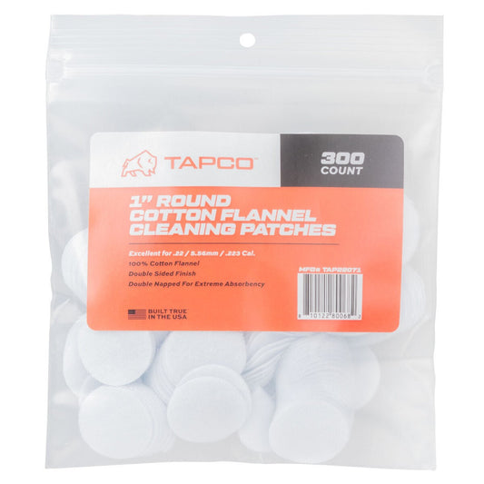 Pack of Tapco cotton flannel cleaning patches with label on a white background