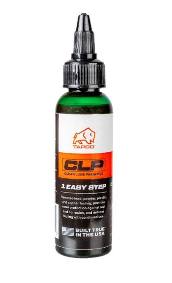 Two ounce bottle of Tapco CLP on a white background.