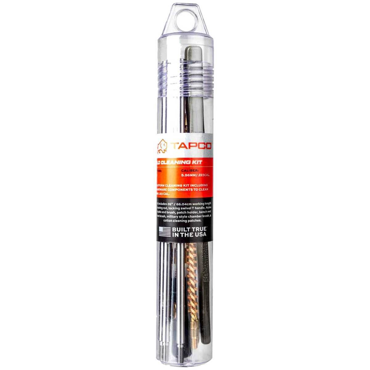 Tapco firearm cleaning kit with tools inside on a white background